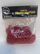 Package Of 100 Red 45 Rpm 7” Record Plastic Adapter Snap-In