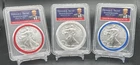 2017 Red White & Blue Silver Eagle Set 47th President Trump Inaugural PCGS MS70