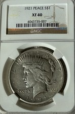 NGC 1921 Peace Silver Dollar High Relief XF40