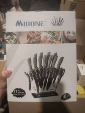 New 17-Piece Kitchen Knife Set with Block & Sharpener – Fast Shipping