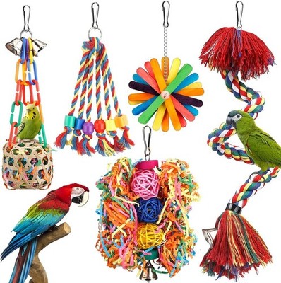 Vogelspielzeug, Seil mit Glocke, bunt, zum Kauen, Sitzstange, Wellensittiche,...