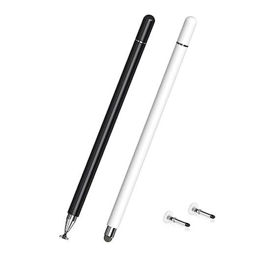 2-in-1 Magnetic Disc Stylus Pens for Touch Screens - White & Black (2 Pack)  -image