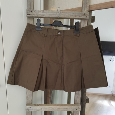 h&m Damen Cargo Rock Gr. 42 Khaki mit Bundfalte, Baumwolle, Taschen