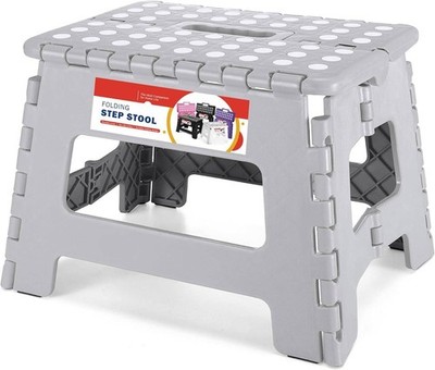 Folding Step Stool  Plastic Foldable Stools with Portable Handle Grey 9'' 11'' 13''