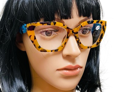 Boutique Reader Glasses Power +2.00 Brown/Black Tortoise & Aqua Blue Tortoise