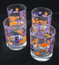 SHAG Old Fashioned Cocktail Glass Purple & Orange (Set of 4) 2017 Print