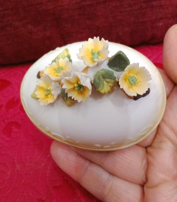 Vintage Lefton Hand Painted Floral Easter Egg Trinket Box - #00160