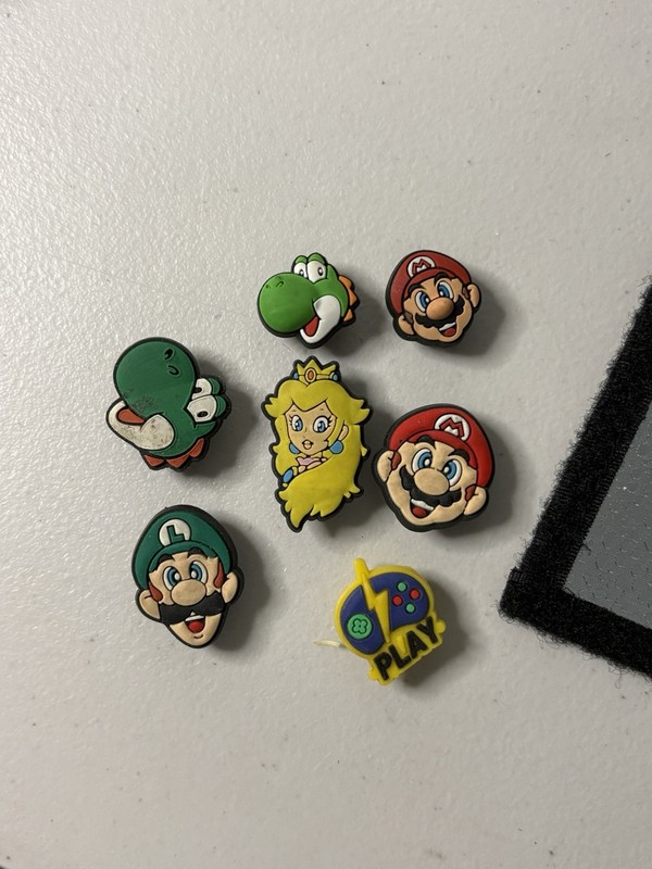 Super Mario Bros Themed Shoe Charms, Jibbitz for Crocs Mario, Peach, Luigi Lot