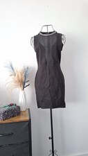 Statement neckline bodice mesh insert sleeveless mini Bodycon dress size 10
