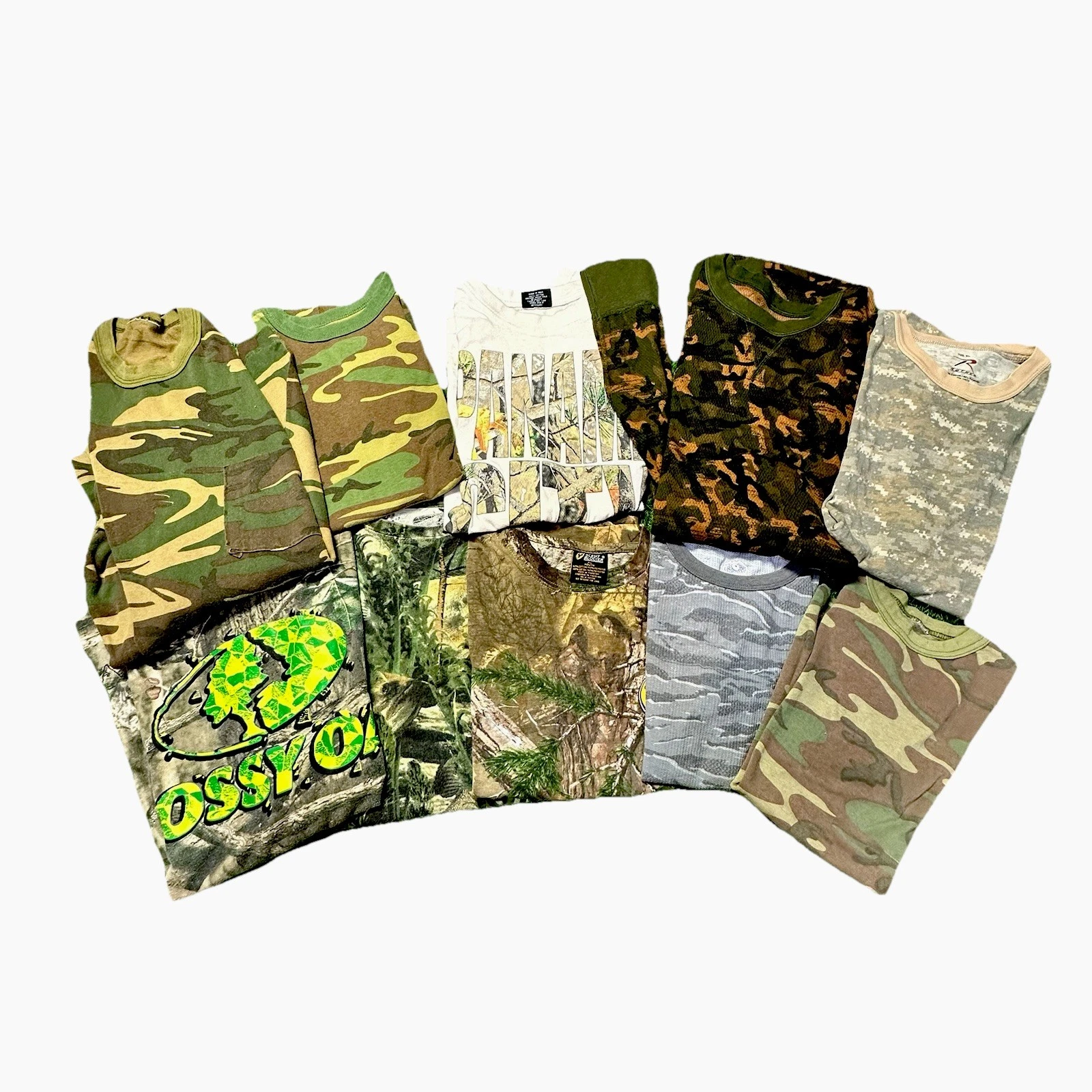 VTG Realtree Mossy Oak Camouflage T-Shirt Men's Mixed Size Lot of 10 Hunting 90s