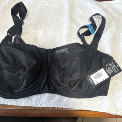 Bali Classic Support Full Coverage Black Underwire Bra 38 DDD Embroidered Nylon