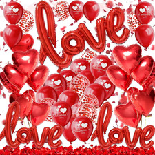Valentines Day Decorations - 50 Pcs Luxury Romantic Set with 3 Script LOVE Ball