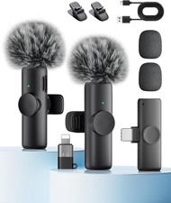 Wireless Microphone for Iphone Ipad and Android Phone, 2 Pack Wireless Lavalier