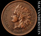1907 Indian Head Cent - Scarce  Extra Fine  Better Date  No Reserve  #K1052
