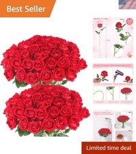 50 Pcs Artificial Red Roses for Weddings