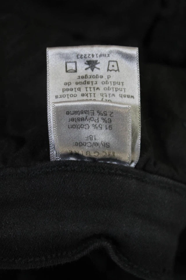 Pantalones de mezclilla McGuire para mujer de algodón con cremallera botón pierna recta lavado oscuro negros talla 24 EUR Foto 4 de 4