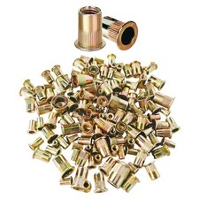 M6 Rivet Nut Kit Carbon Steel Flat Head Hardware Threaded Inserts 100 PCS