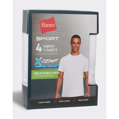 Hanes  Ultimate Men's 4-Pack X-Temp BREATHABLE Mesh Crew-neck Tee ''TAGLESS  ''