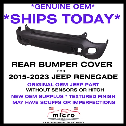 NEW 2015-2023 RENEGADE REAR BUMPER GENUINE OEM TEXTURED 5VX29LXHAA