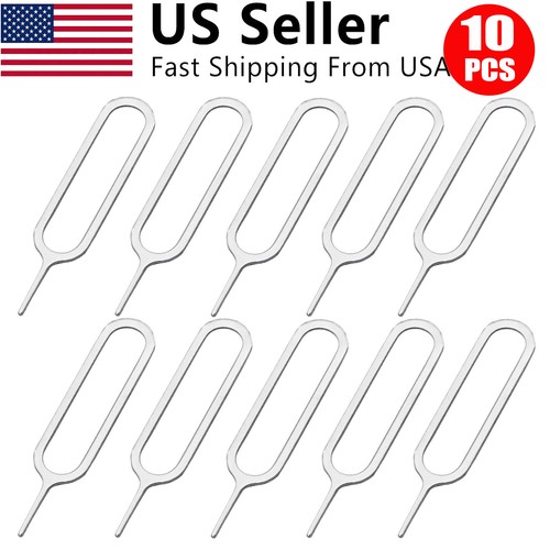 10Pcs Sim Card Tray Removal Ejector Pin Tool for iPhone Samsung Mobile Phones US