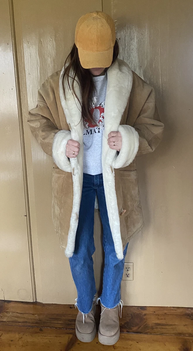 Vintage J.Percy Marvin Richards Brown Suede Leather Faux Fur Jacket Coat Women L