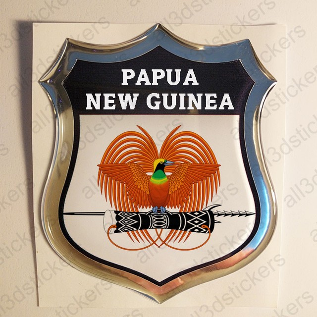 Sticker Papua New Guinea Emblem Coat of Arms Shield 3D Resin Domed Gel