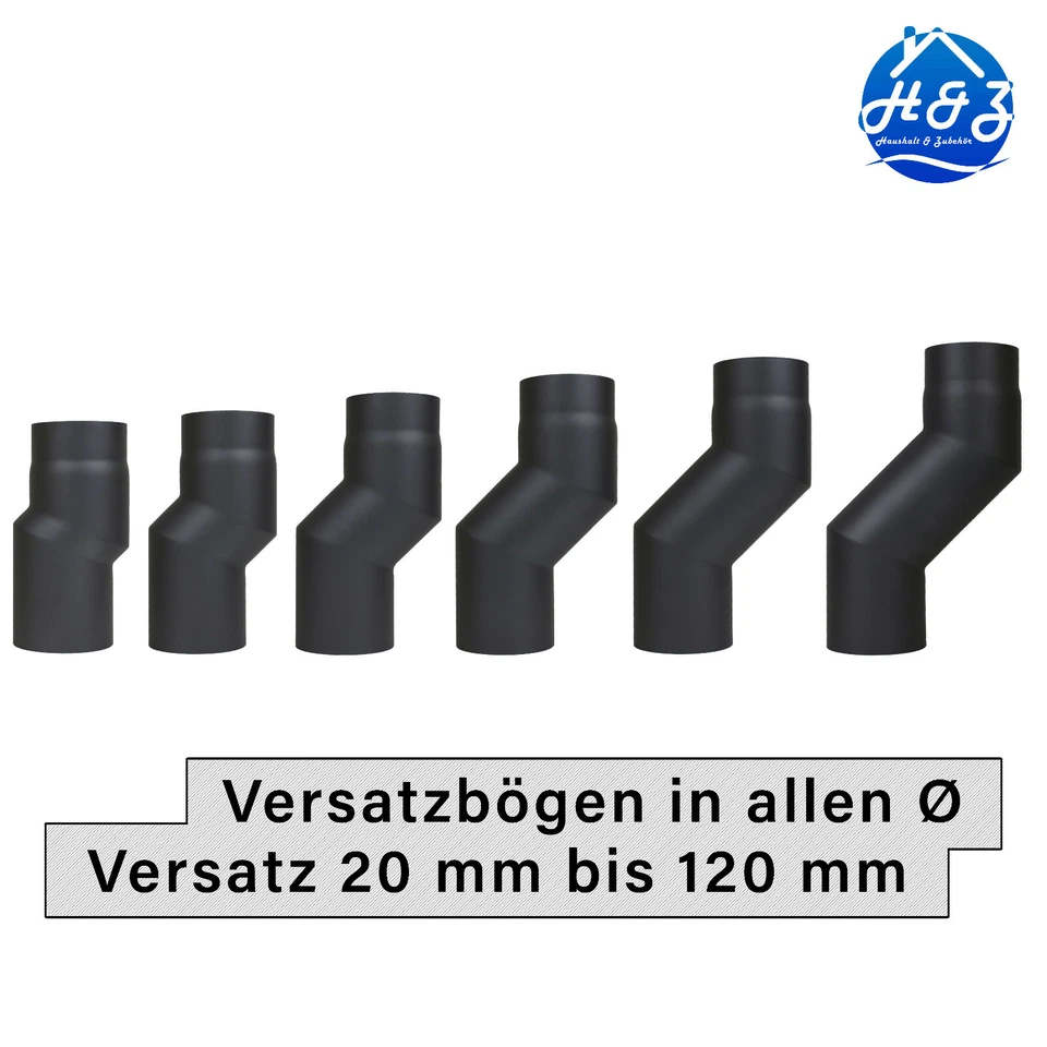 Arco di offset in Ø 120 130 150 mm tubo stufa angolo a S ginocchio doppia deformazione curva