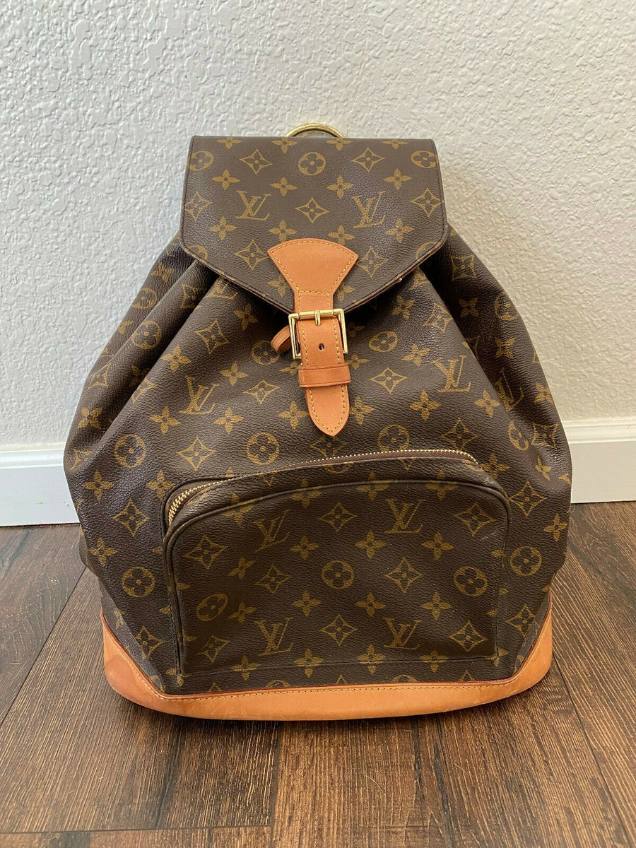 louis vuitton brown monogram canvas montsouris gm backpack with cowhide LOUIS VUITTON - Montsouris GM