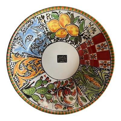 CERAMICHE ITALIA MADE IN ITALY MOSAIC 14'' CERAMIC DEEPSERVING BOWL NWT