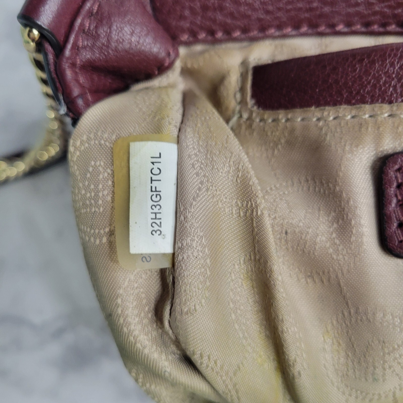 Michael Kors Fulton Leather Burgundy Crossbody Bag Purse Gold Chain Cute Small thumbnail 15