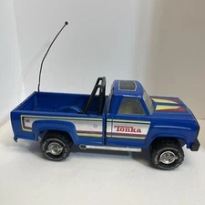 Tonka Pick Up Truck Blue Removable Wheels W/Hard to Find Side Exhaust Pipes!