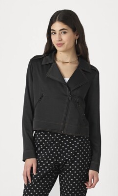 DKNY Motorradjacke mit Kontrastnähten Damen - schwarz. Größe: Large (UVP 159,95 !!)