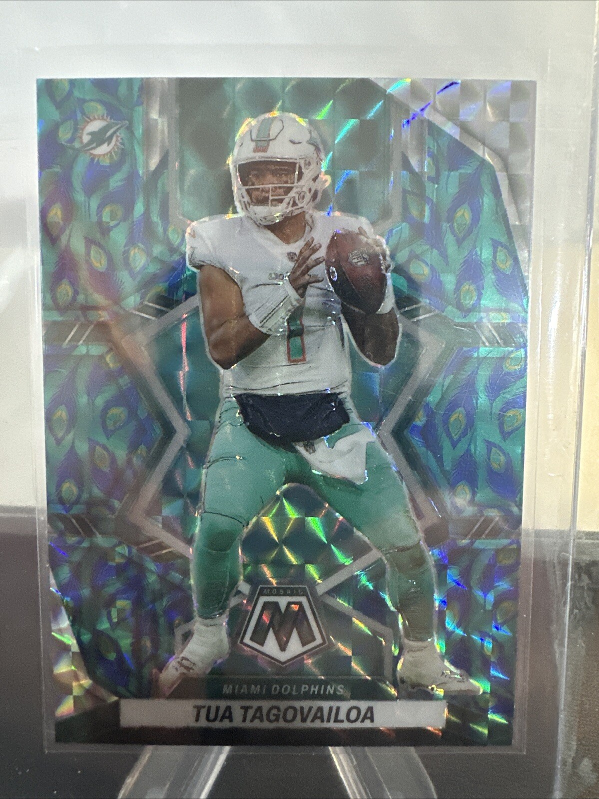2022 Mosaic Tua Tagovailoa Peacock Choice Prizm SSP #121 Dolphins