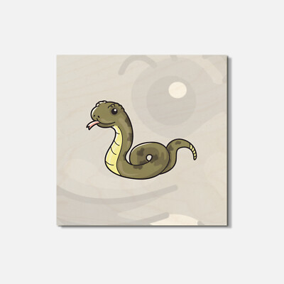 Cute Snake Animal 4'' X 4'' Square Wooden Coaster