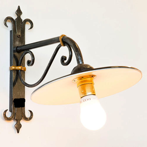 Illuminazione Esterna Antica: Lampada Piatto Rustico Ferro Battuto