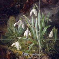 snowdrops flowers Tile Mural Kitchen Bathroom Wall Backsplash Marble Ceramic