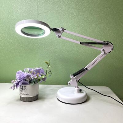 10X Magnifying Glass Desk Light Magnifier LED Lamp Reading Lamp With Base& Clamp