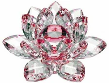 130mm/5'' Home Wedding Decor Glass Crystal Lotus Flower Feng Shui Paperweight