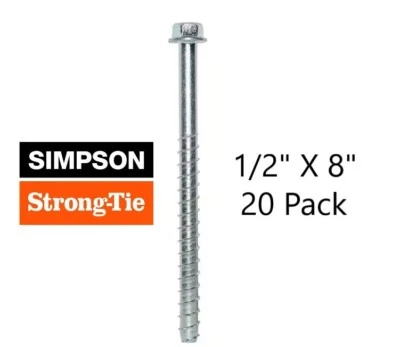 SIMPSON STRONG-TIE (20PK) Simpson Strong Tie THD50800H Titen HD Concrete Screw Anchor Zinc 1/2" x 8