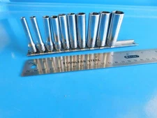 USED , SNAP ON  1/4 IN. DR. DEEP "SAE" SOCKET SET 3/16 THRU 9/16 IN. 