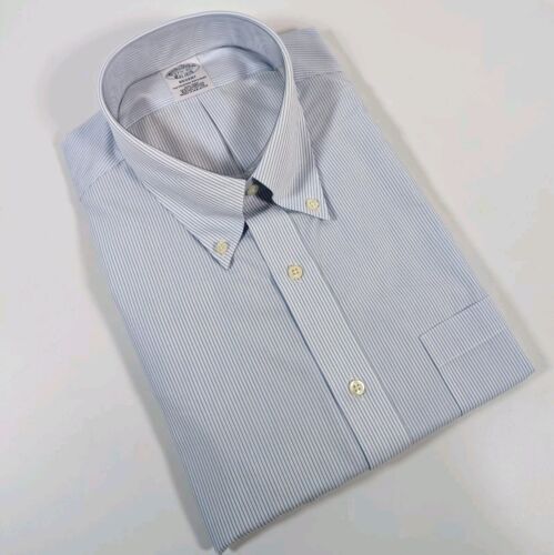Brooks Brothers Blue Classic Fit Non-Iron Cotton Dress Shirt Button Down Collar - Picture 1 of 5