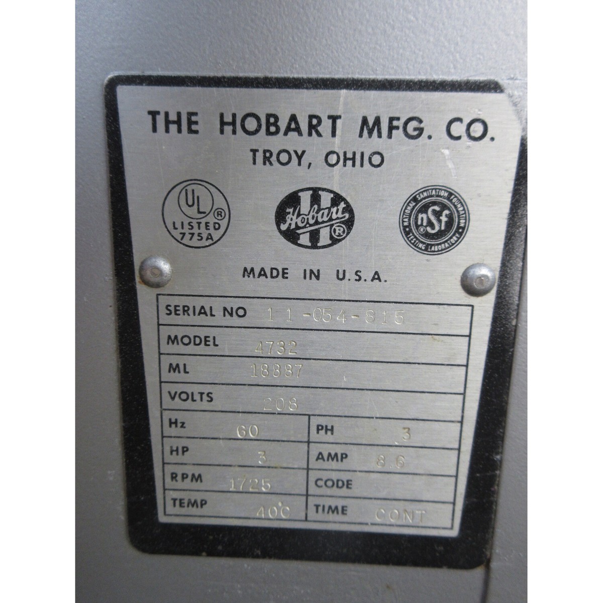 Hobart 4732 Meat Grinder Butcher Sausage Maker 230v Single Phase 3