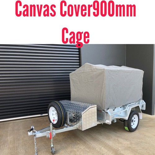 6x4 Trailer Galvanised Single Axle 900mm Cage, Canvas Cover, Toolbox
