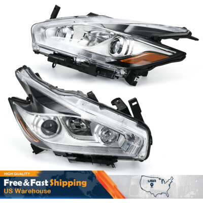 LED DRL For Nissan Murano 2015-2018 Halogen Projector Pair Headlights Headlamps