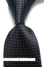 Classic Polka Dot Black White JACQUARD WOVEN 100 Silk Men's Necktie Tie