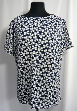 Simon Jersey New Women's Navy Primrose Pleat Neck Blouse Size 16