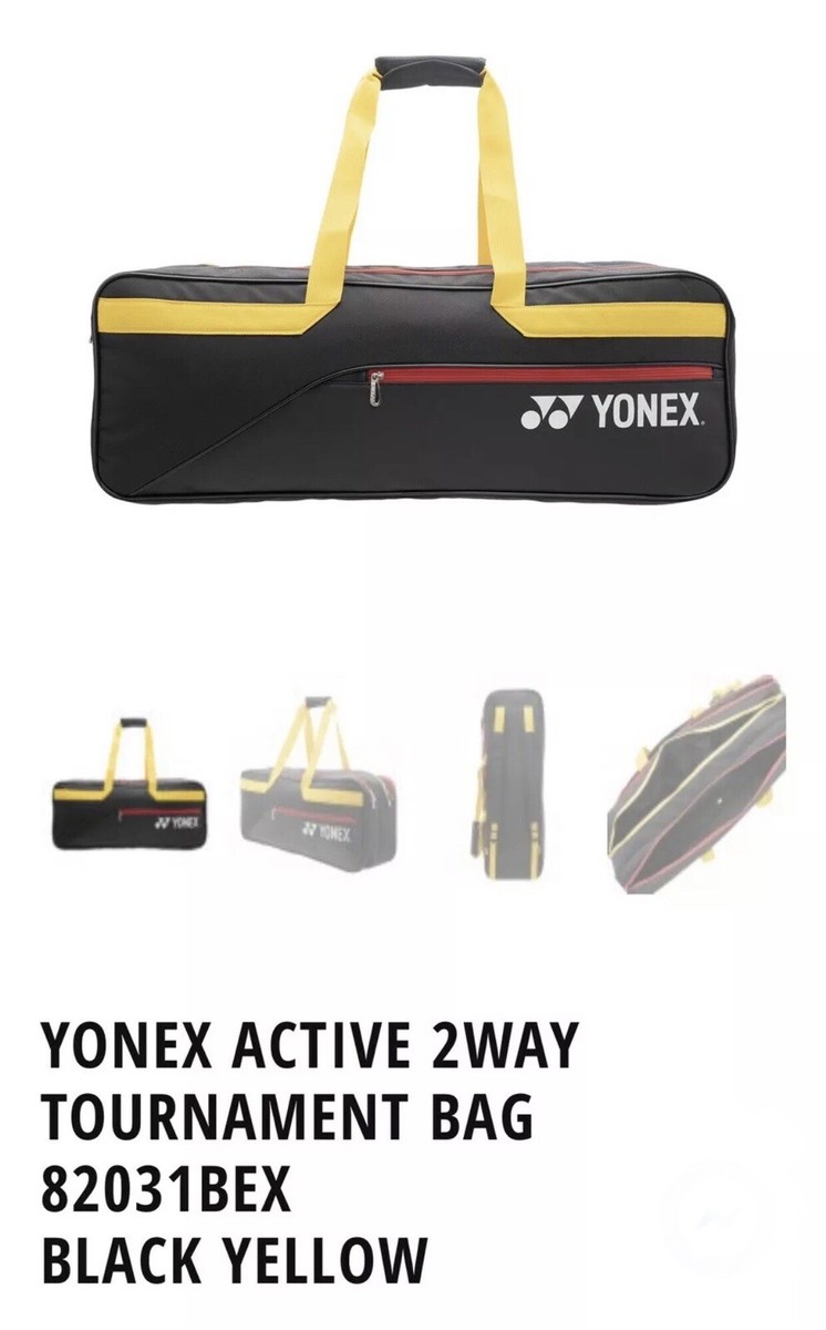 Yonex 82031BEX Active 2-way Tournament racquet bag (Black Yellow