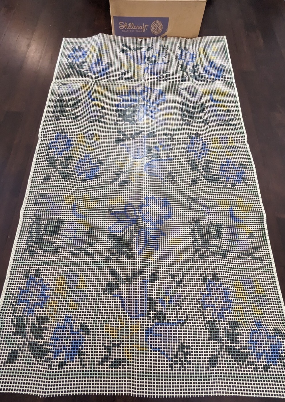 Shillcraft Readicut Vintage 1975 Latch Hook Rug Kit Floral Flowers 36 x