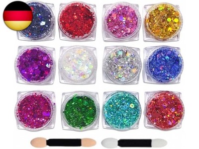 Festival Glitzer Gesicht, 12 Stück Body Glitter Gel Chunky Sequin Face Body 