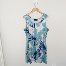 Tango Mango Collection Tropical Blue Floral Dress Stretch Beach Resort Women XXL